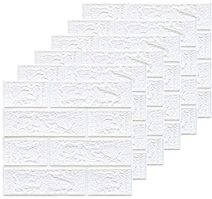 Panneaux muraux 3D peler et coller 20 pièces papier peint en brique de mousse for chambre à coucher panneau mural en fausse pierre papier peint auto-adhésif ( Color : Blanche , Size : 35x30cmx20pcs )