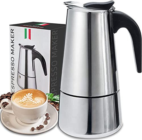 Caffettiera, Moka in Acciaio Inox Caffettiera Italiana 9 tazze/15 once Caffettiera per piano cottura a gas o elettrico in ceramica da campeggio Manuale Cuban Coffee Percolator per cappuccino o latte