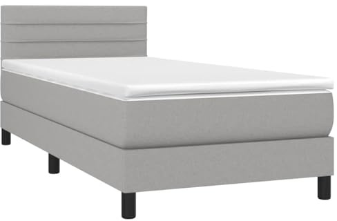 vidaXL Boxspringbett mit Matratze Hellgrau 100x200 cm Stoff