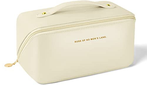 Aucuu Reise Kosmetiktasche, PU Leder Tragbar Reise Make-up Tasche mit Großer Kapazität Wasserdichter, Portable Schminktasche Kulturbeutel-Organizer für Toilettenartikel-Neu