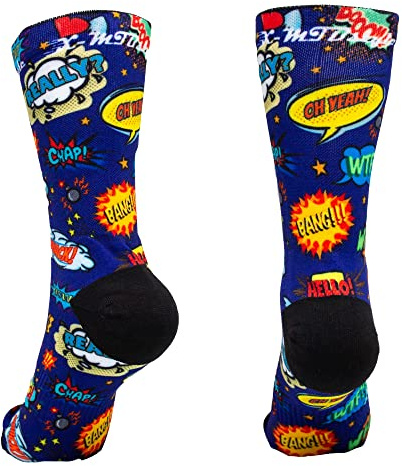 XMTBSTYLE Calze sportive lunghe colorate e divertenti per ciclismo, crossfit, running, escursioni in montagna, MTB, adatte per uomini e donne, traspiranti