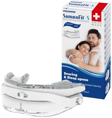 Somnofit-S – Ortesis antironquidos – Canal dental flexible y termoformable – Diseño patentado, gran comodidad – Ortesis mandibular fabricada en Suiza