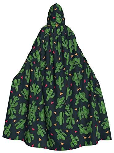 Sylale Cactus Art Unisex Hooded Cloak Christmas Fancy Dress Halloween Cosplay Costume For Adult