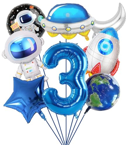 Weltraum Kindergeburtstag Deko 3 Jahre, 8 Stück Luftballons | Luftballon Rakete, Astronauten, Raumschiff Folienballo,Weltraum Geburtstag Deko, Kindergeburtstag Weltraum Party Deko