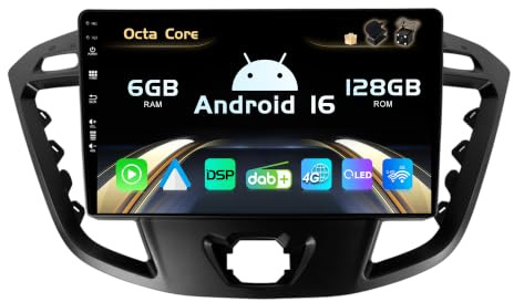 SXAUTO【Built-in 4G DAB】Android 16-6G+128G Car Stereo For Ford Tourneo Transit Custom (2013-2021) - Wireless CarPlay/Android Auto - Camera + MIC - IPS 9 Inch 2 Din - SWC Fast-boot 360-CAM HDMI