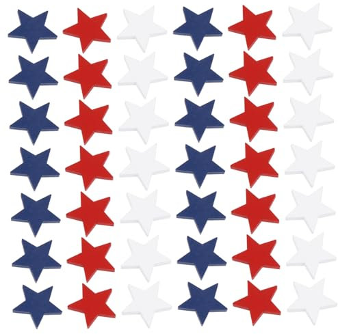 Zerodeko 60St hölzerner fünfzackiger Stern Patriotischer Holzstern sternförmige Aussparungen draussen Dekor Sternverzierung aus Holz amerikanischer Holzstern Pentagramm schmücken Holzknöpfe
