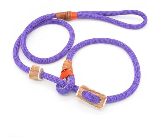 Retriever-Leine/Moxonleine Elegant-Style | handgefertigte Hundeleine aus Tau mit Halsbandfunktion & Horn-Stopper | 10mm – kraftvoll, stilvoll & komfortabel | Training, Alltag & Spaziergang