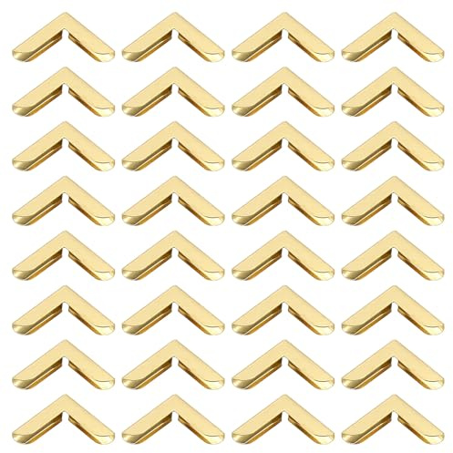 PATIKIL Angoli per Libri in Metallo da 15mm, 100pz Angoli per Foto Protezione per Angoli Libri Retro in Metallo per Creazione Album Foto Ritagli Rilegatura Libri, Stile Oro 1