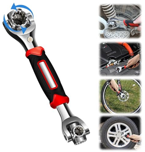 Recitem Universal Steckschlüssel, Schraubenschlüssel Verstellbarer Einmaulschlüssel Rollgabelschlüssel Set aus Chrom-Vanadium Stahl mit Gummigriff (Magnetisch)