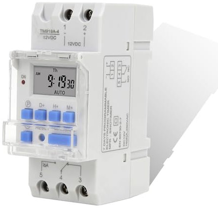 FLEXMAN DC12V 16A, Minuteur Numérique Programmable, Rail DIN Indicateur LED Relais Minuterie Minuterie Montée Minuterie Relais Temporisé Minuteur Numérique avec Programmation Minuteur Programmable