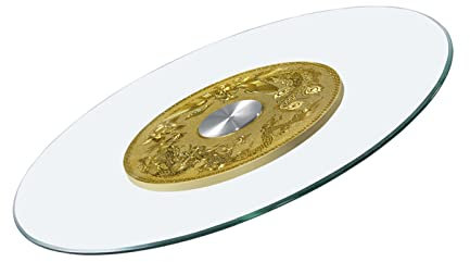 SnamicE Drehteller für Esstisch aus gehärtetem Glas, drehbares Arbeitsplattentablett für Esstisch zu Hause, Tischplatte mit Tischscheibe (Größe: 70 cm) (einfarbig: 90 cm)