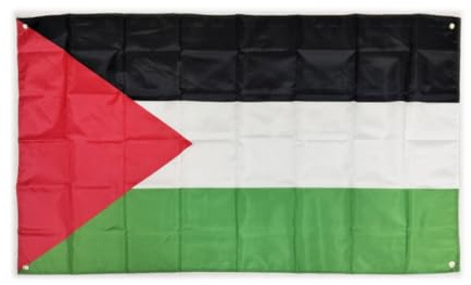 Drapeau Palestine, grand, 150 x 90 cm, drapeau Palestine pour balcon avec 4 œillets et 4 serre-câbles (Palestine)