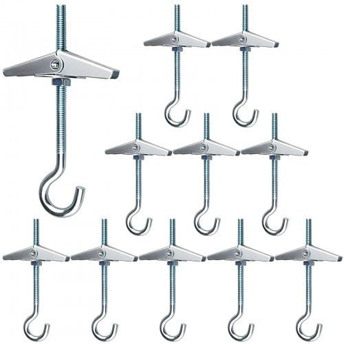 12 Pezzi Gancio da Soffitto, M4/90mmTasselli a Molla con Gancio Anelli Ganci Sospeso Multifunzionale Tasselli Basculante Ganci per Soffitto di Cartongesso - Fissaggio a Soffitto Piante Pendenti