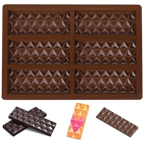 3 Pcs Chocolate Bar Moulds, Wax Melt Moulds Chocolate Mould Silicone Chocolate Mould Reusable DIY Baking Molds Candy Protein & Energy Bar Molds