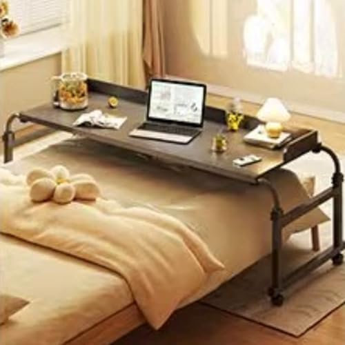 Table de lit réglable avec roulettes, plateau roulant pour lire, travailler et manger, table de lit réglable en hauteur