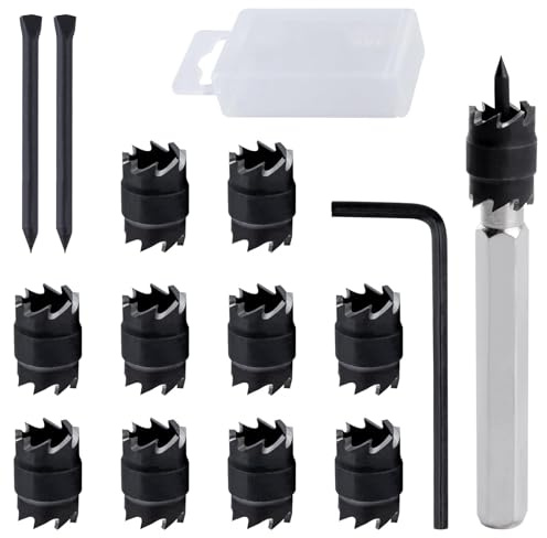 LEONTOOL 14 Stück Punktschweißschneider Sets Doppelseitig 3/8 HSS Schweißpunktschneider Entferner Bohrer Blech Sechskant Metall Lochschneider Entferner Schweißer Cut Drehsatz