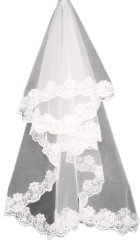 Anevous 5 m Lang Brautschleier, Elegante Braut-Tüllschleier, Schleier Braut Hochzeit, Spitze Braut Tüll für Damen Hochzeitsaccessoires Haarschmuck Hochzeit,Gebrochenes Weiß