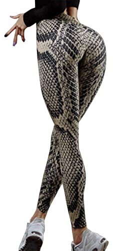 Sexy Leggings mit Schlangen-Aufdruck für Damen, hohe Taille, Workout, Yoga, Hose, Bauchkontrolle, Fitnessstudio, Laufen, Sporthose