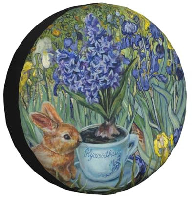 Ersatzradabdeckung Kunst Blume Tier Blume Reifenabdeckung Schmutzfest Reifenhülle Prämie Auto-Ersatzreifenabdeckungen Für Wohnmobile Truck Viele Fahrzeug 17 inch