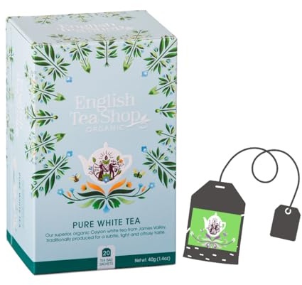 English Tea Shop | Puro Tè Bianco BIO in Eco Box | Tè Bianco 100% Purificante Rilassante a Basso Tenore Caffeina (20 Filtri)
