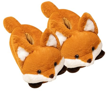 Chienc - Pantofole con animali dei cartoni animati, pantofole in peluche morbide per interni ed esterni, belli scarponi invernali da donna, Volpe, Taglia unica