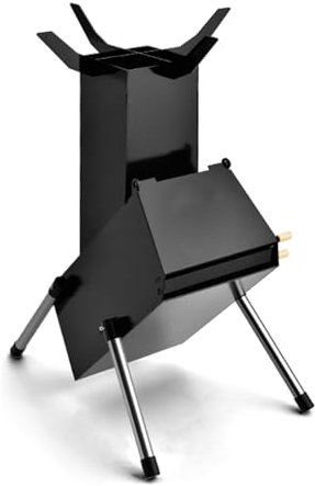 Rocket Stove Poêle à bois portable avec sac de rangement, design en fonte pour cuisine en plein air, pique-nique et barbecue Idéal pour la randonnée et l'utilisation de la tente
