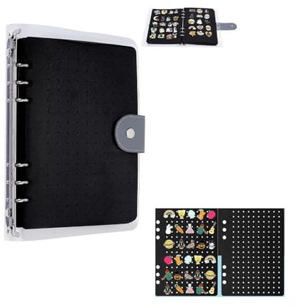 Album Portaspilli in Feltro, 8 Pagine Nero per Organizzare, Conservare ed Esporre Spille da Collezione - Libro Archiviatore Professionale per Pin e Bottoni Decorativi