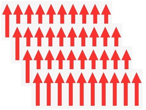 M METERXITY 4-Pack Arrow Sticker, 2 x 1 Inch/ 50 x 15 mm PVC Waterproof Self-Adhesive Directional Arrows Removable Directional Floor Decal Stickers for Wall Marking/Road Sign [Red]