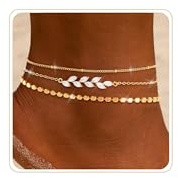 ZHESHY Fußkettchen Für Damen Gold Silber 925 Layered Fussketten Für Frauen Mit Herz Tennis CZ Anhänger Verstellbare Stapelbare Wasserfester Mehrlagige Fußkette Sommer Strand Modeschmuck Set Geschenk
