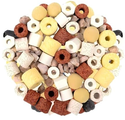CONGGUAN Aquarium Filter Medium 420g with Mesh Bag 10 in 1 Bio Balls Activated Carbon Bio Balls Ceramic Rings Set for Aquarium Filter Pond and Fish Tank Accessories Decorations