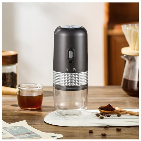 Portable Coffee Grinder, Electric Stainless Steel Blade, USB Charging 1500mah, Adjustable Coarseness and Fineness, Suitable for Home and Outdoor Use (Grey)