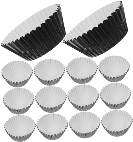JECOMPRIS 100pezzi Pirottini per Cupcake e Muffin in Alluminio Pirottini da Forno per Dolci Vuoti Grandi per Torte e Budini Forniture per Cottura in Casa