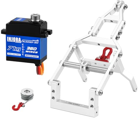 INJORA Servo Cabrestante 7KG INJS2065-360 con Kit de Grúa para Camión de Remolque para Actualización SCX24 Crawler RC 1/24