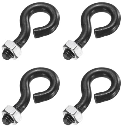 QUARKZMAN 4 Pack M6 x 12mm 304 Acier Inoxydable Pitons À Oeil Filetés Noirs | Avec Écrou, Pour Suspendre Ou Fixer Câbles, Pitons À Oeil
