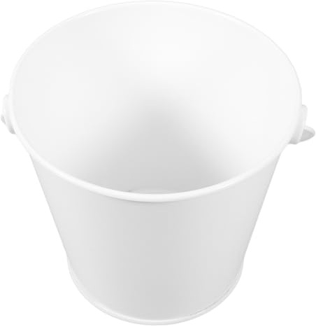 TOYANDONA Seau en Métal Blanc 8X10,5X12 CM pour Récupération D’Huile et Graisse, Résistant Haute Température, Accessoire Barbecue Cuisine Extérieure, Seau à Huile Pratique et Facile à