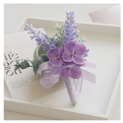 DSFIHJO Lila serie nålblomma, konstgjorda blommor, rosor, orkidé, pion, dansfest, dekoration, bröllop, examen, tillbehör (lila blomma, 1 st)
