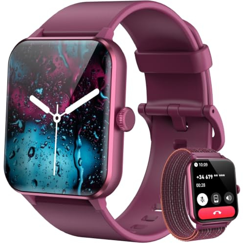 Blackview Smartwatch Mujer (Realizar/Recibir Llamadas), 1.85 Reloj Inteligente Mujer - Pulsómetro/Oxímetro/Sueño, Whatsapp Mensajes, Pulsera Actividad - 100+ Modos Deportivos, Podómetro, Android iOS