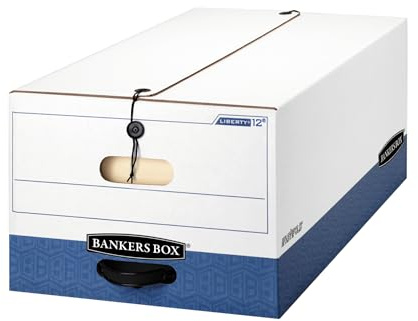 Bankers Box 12-Pack String & Button Heavy-Duty File Box, Legal, FastFold