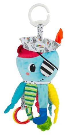 LAMAZE Captain Calamari - Clip & Go Pram Baby Toys 0-6 Months - Sensory Toys for Babies' Development - Soft Plush Girls & Boys Toys - Expertly Designed Newborn Toys - Baby Essentials for Newborn & Up