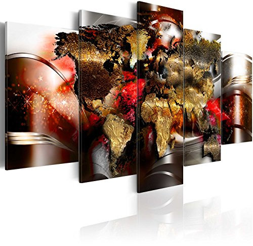 B&D XXL Acrylglasbild Abstrakt 100x50 cm 5 Teilig Wandbild auf Acryl Glasbilder Kunstdruck Moderne Acrylglas Platte Wanddekoration Geschenke Heimdekoration Glasbild Weltkarte Abstrakt Reise Sterne