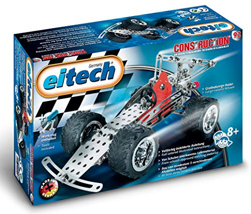 eitech 00092 Metallbaukasten - Rennwagen und Quad, Modellauto, Modellbausatz 2 in 1, Konstruktionsspielzeug für Mädchen und Jungen, Geschenk Kinder ab 8 Jahren