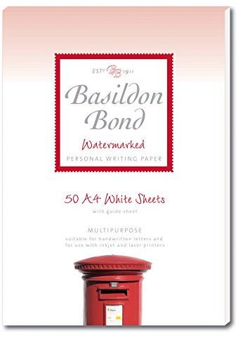 Basildon Bond Luxury Writing Pad with 50 Sheets - White, A4 (210 x 297mm)