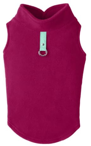 Gooby Fleece-Weste, Hundepullover – Fuchsia, Größe L, Warmer Pullover, Fleece-Hundejacke mit O-Ring-Leine, Wintermantel für kleine Hunde, Jungen oder Mädchen