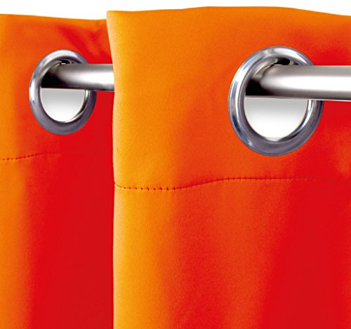 Bestlivings Verdunklungsgardine mit Ösen Aufhängung, modernes Wohnaccessoire bietet hervorragenden Blendschutz und ist in vielen erhältlich (orange - dunkelorange / 270cm x 245cm)
