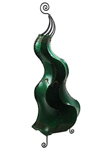 Lampada a stelo lampada Henna stile orientale in pelle lampada Mogador Gecko verde