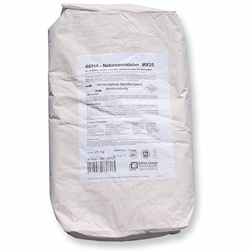 BEHA Natursteinkleber MX25, Fliesenkleber, Dünnbettkleber | 25kg für Naturstein, Marmor, Granit