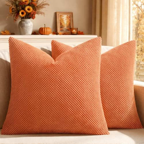 MIULEE Kissenbezug 45x45 Kissenhülle Orange Sofakissen Dekokissen | Dekorative Kissenbezüge Deko Bezug Weich Zierkissen Kissen Körnig für Wohnzimmer Schlafzimmer 2er Set