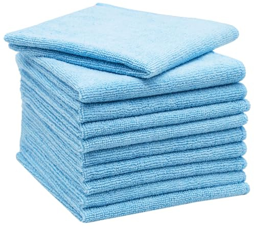 ZOLLNER 10 panni microfibra - multiuso - lavabili in lavatrice a 60°C - senza lasciare aloni e pelucchi - 32x32 cm - azzurro - Qualità alberghiera