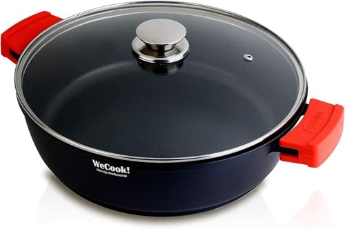WECOOK! Ecostone 36 cm Induktionskochtopf | Antihaft XTRA DUPONT | PFOA-frei | 5mm Aluminium | Für alle Herde | Glasdeckel, Schwarz