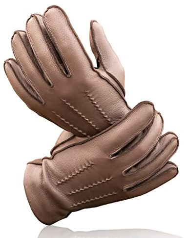 Royal Phoenix® Lederhandschuhe Herren - Weiche Hirschleder Handschuhe gefüttert mit Kaschmir - Leather Gloves Men - Winterhandschuhe Herren aus Leder